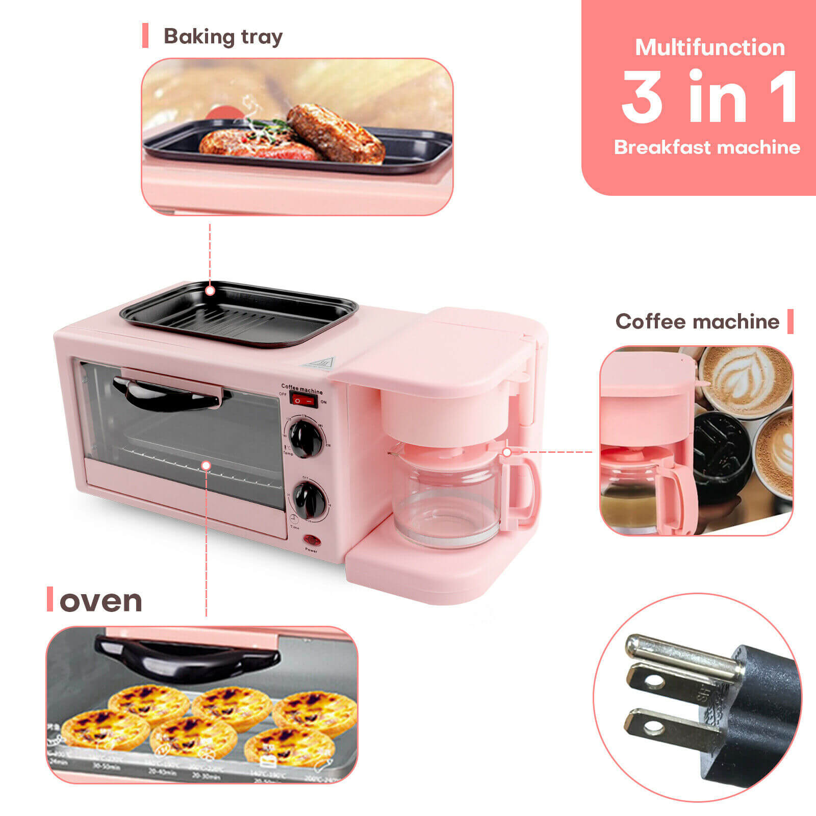 Cooking Home Electric Household Maker Multifunctional 3 in 1 Breakfast  Machine