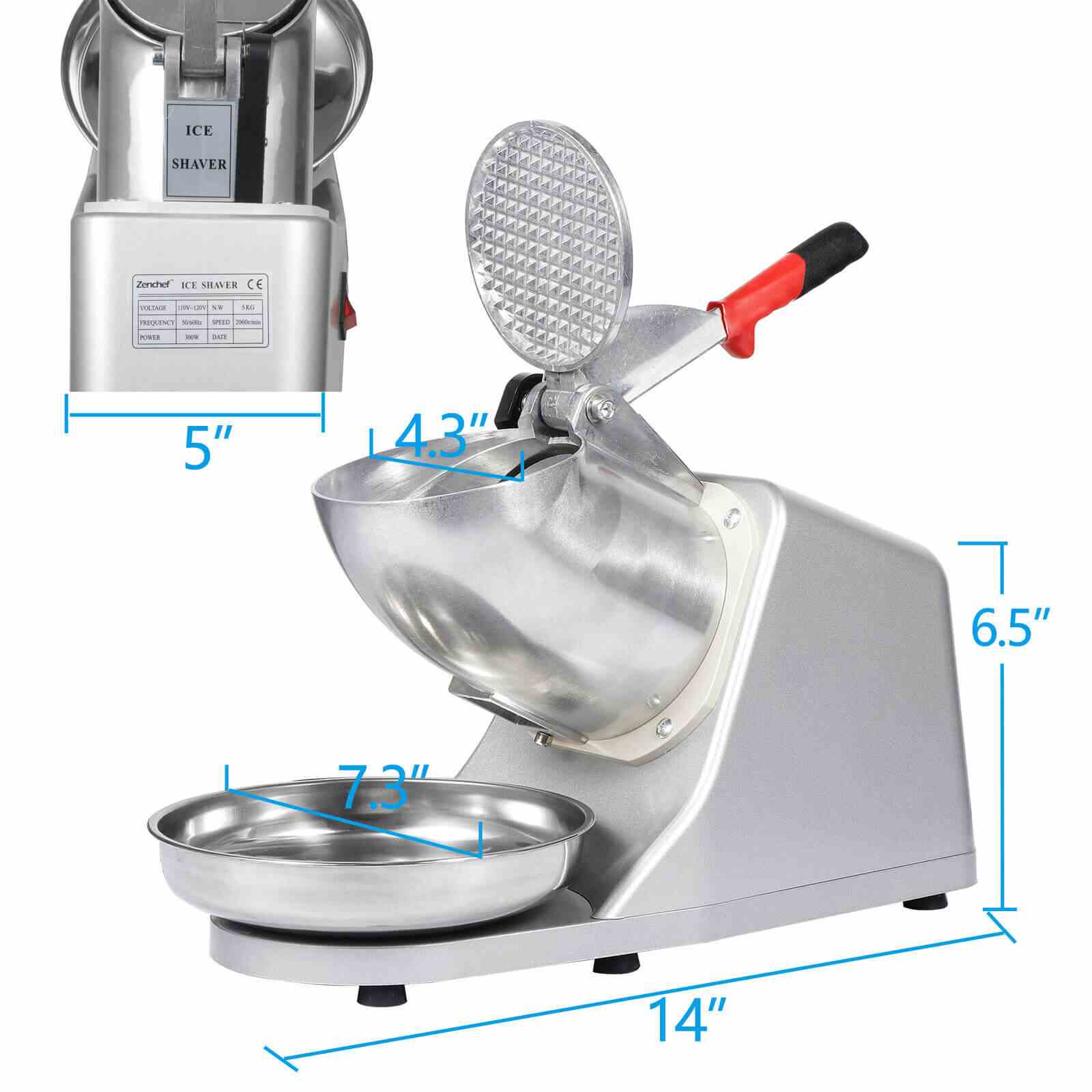 Size of 300W Electric Snow Cone Machine Ice Shaver