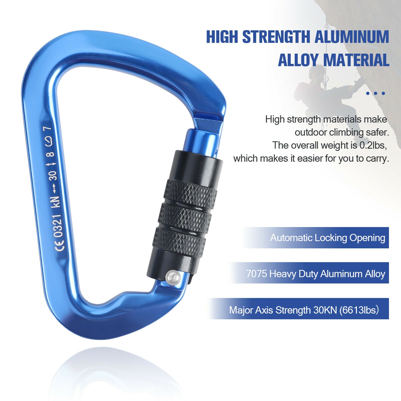 feature of 30KN Auto Locking Carabiner