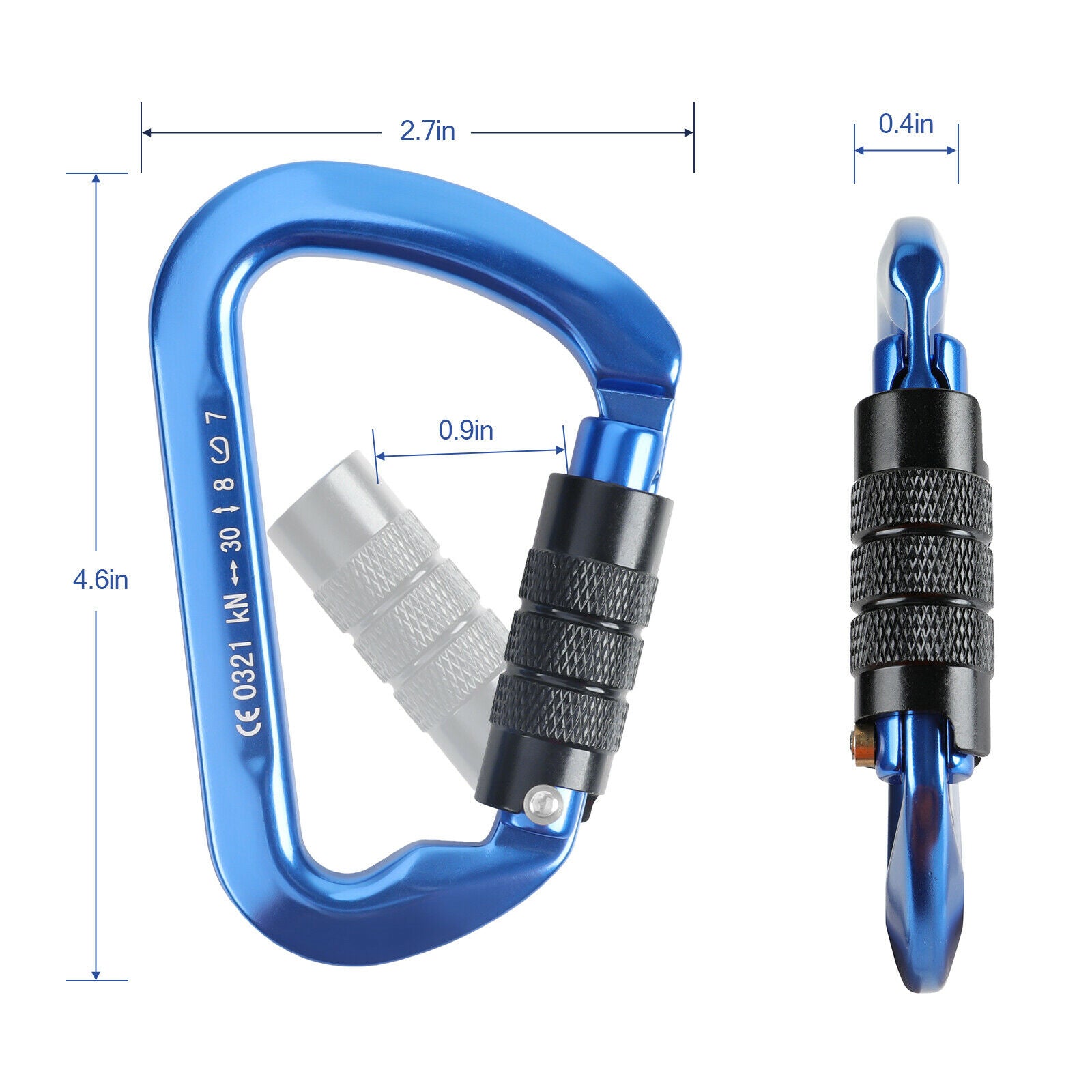 size of 30KN Auto Locking Carabiner
