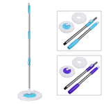 360° Spin Mop Pole Handle with one mop head base and two mop heads