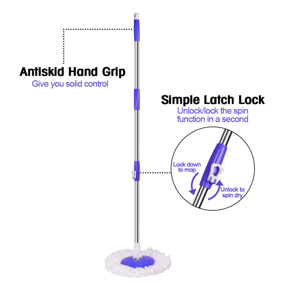 360° Spin Mop Pole Handle Grip and Lock