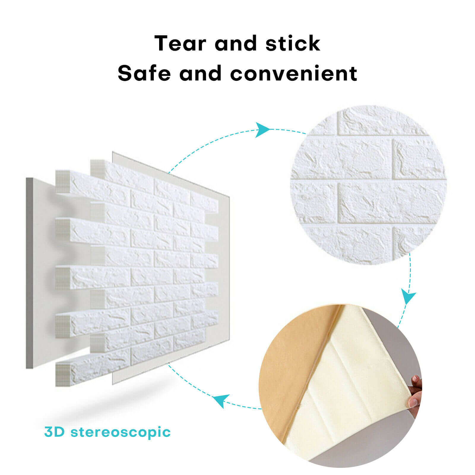 Design of 3D Foam Wall Panels Brick Wood Wallpaper, 10Pcs