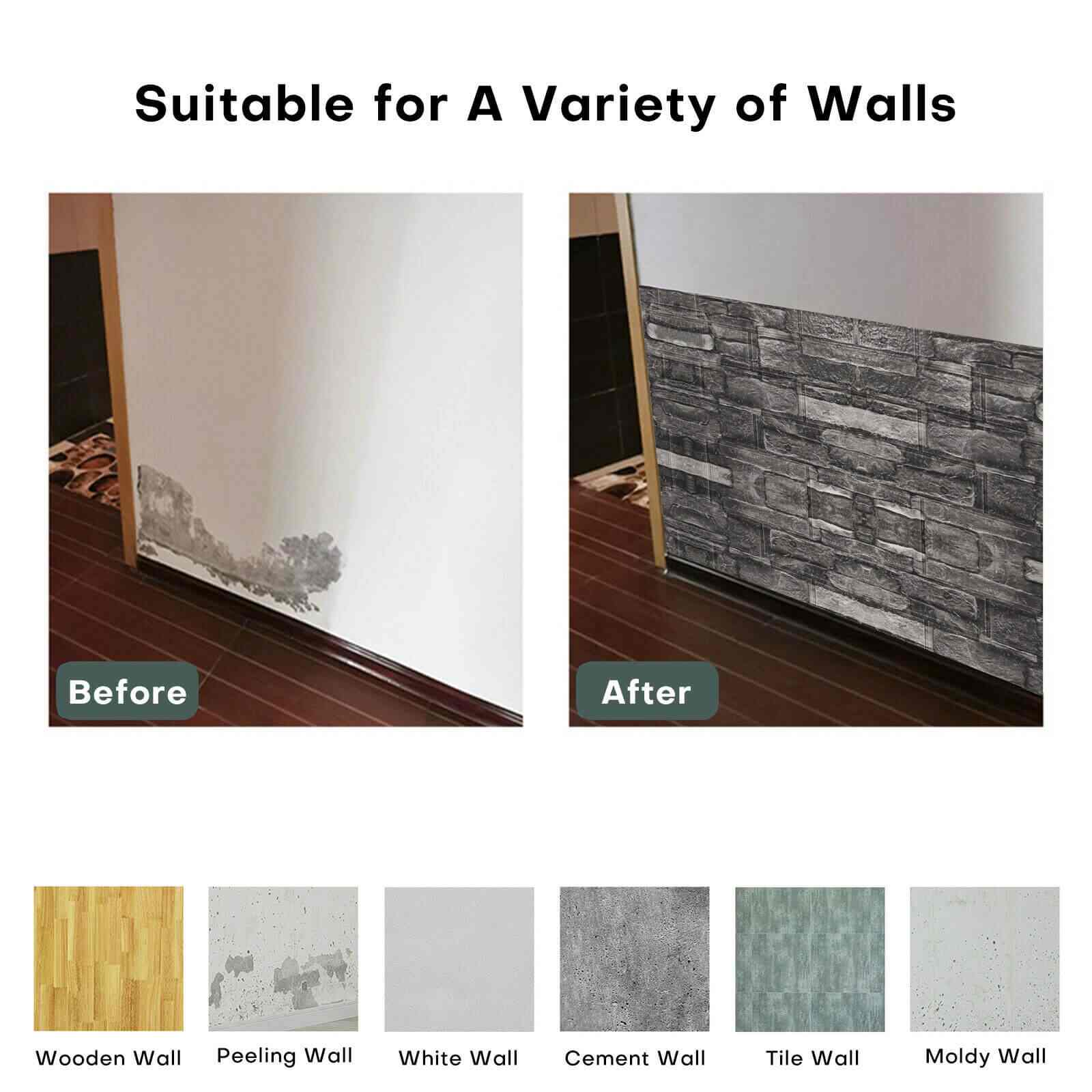 Usage of 3D Foam Wall Panels Brick Wood Wallpaper, 10Pcs