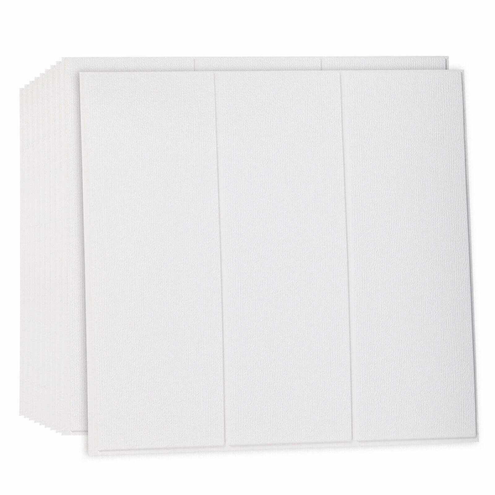 White 3D Foam Wall Panels Brick Wood Wallpaper