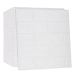 White Detail of 3D Foam Wall Panels Brick Wood Wallpaper