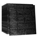 Black 3D Foam Wall Panels Brick Wood Wallpaper
