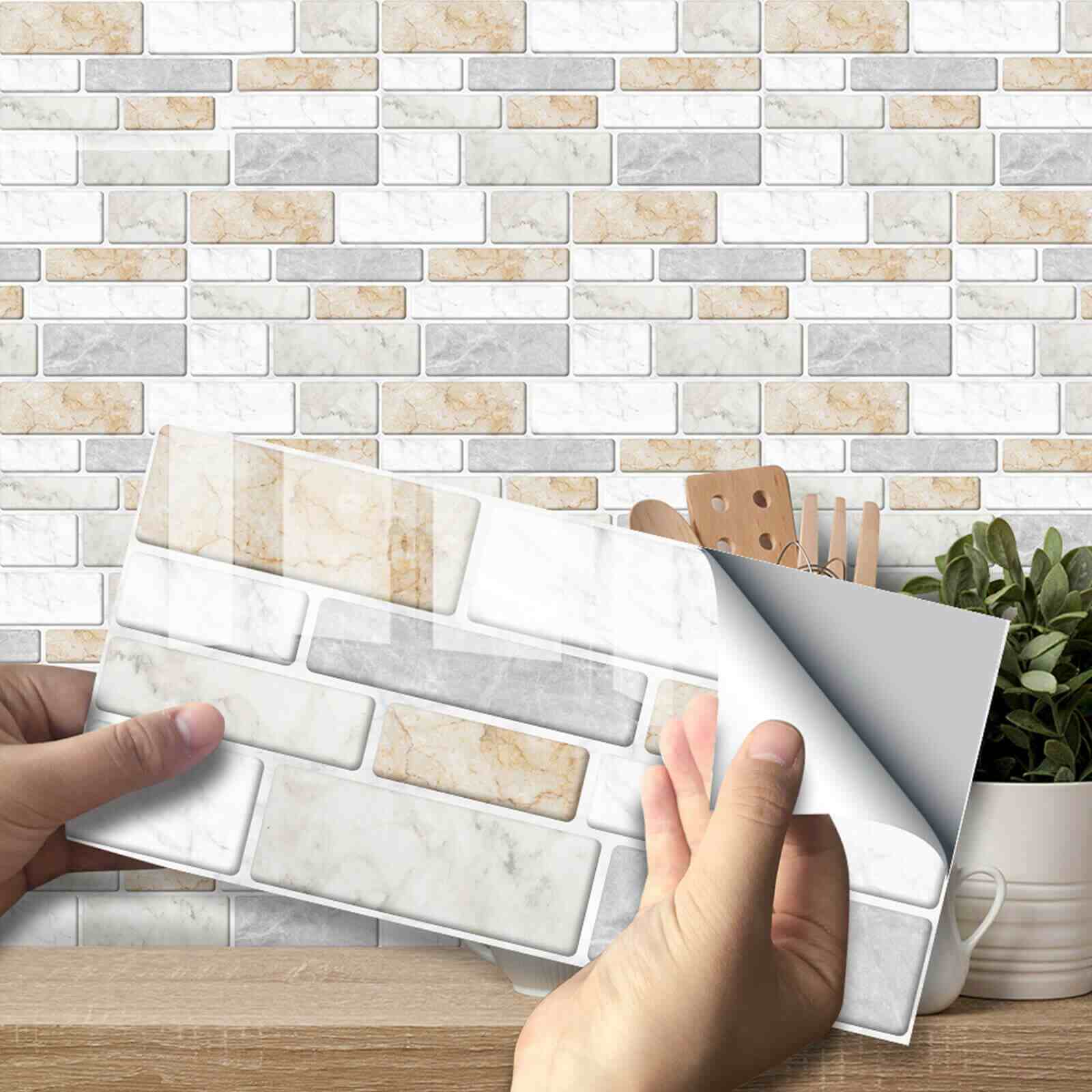 Beige 3D Self-Adhesive Peel & Stick Mosaic Tiles Decor