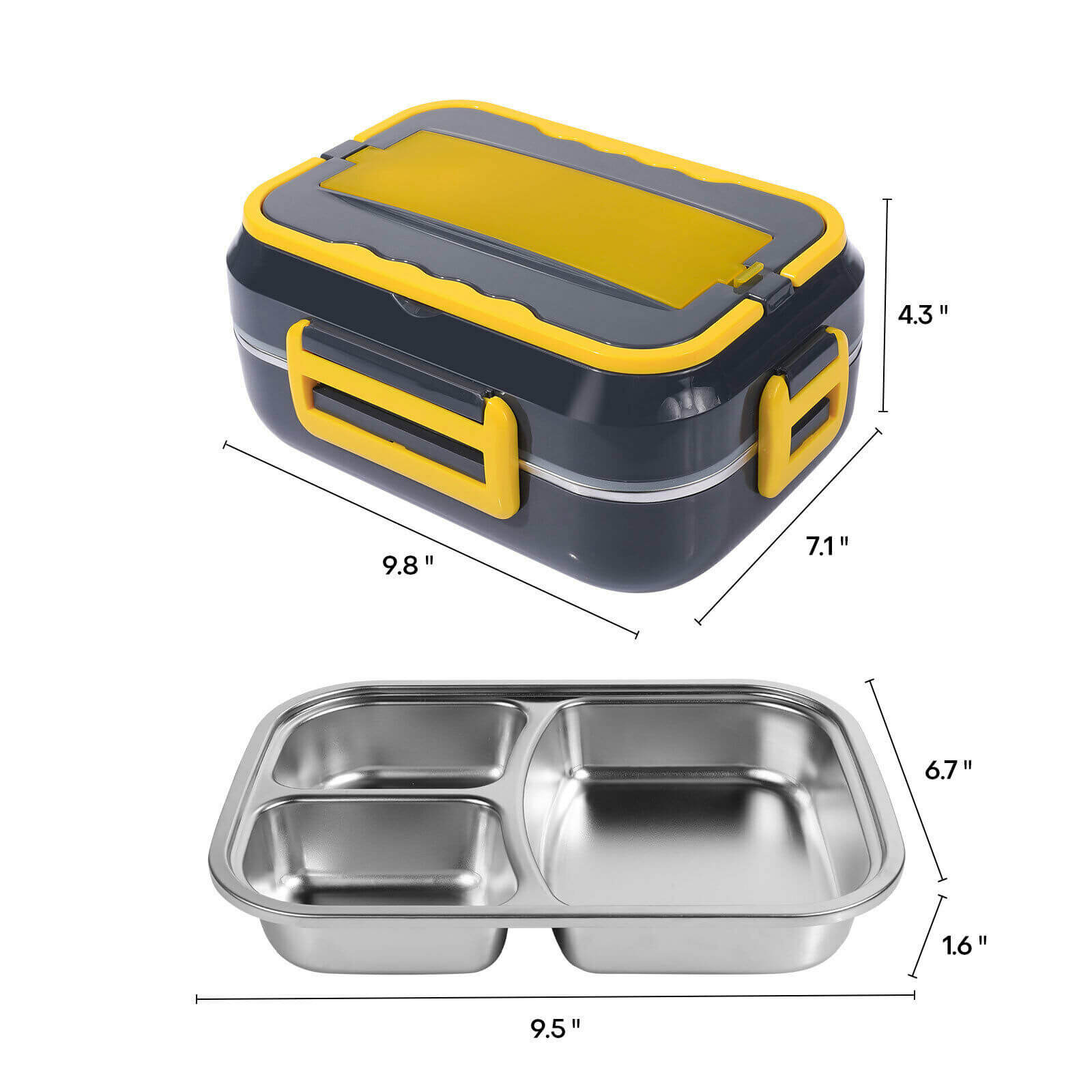 Size of 1.5L 40W Portable Electric Lunch Box Food Warmer w/ Bag