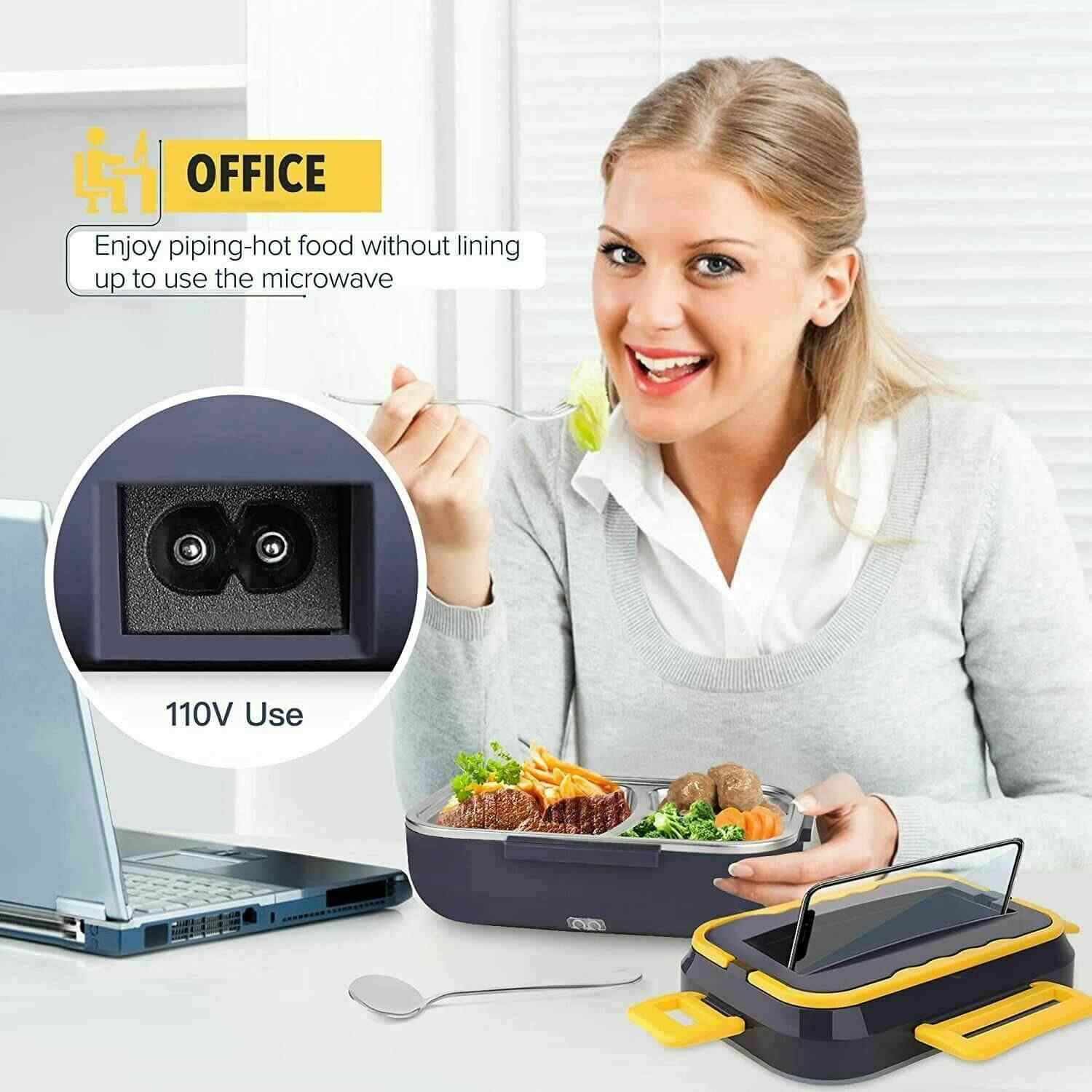 1.5L 110V Electric Heating Lunch Box Portable Car Office Food Warmer  Container