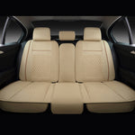 beige rear 5-Seat Car Seat Cover, Luxury Leather Lattice
