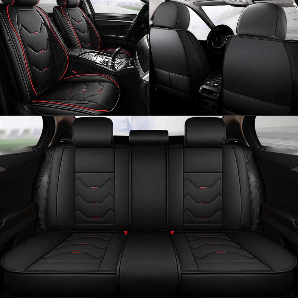 black 5 Seat Universal Car PU Leather Seat Cover