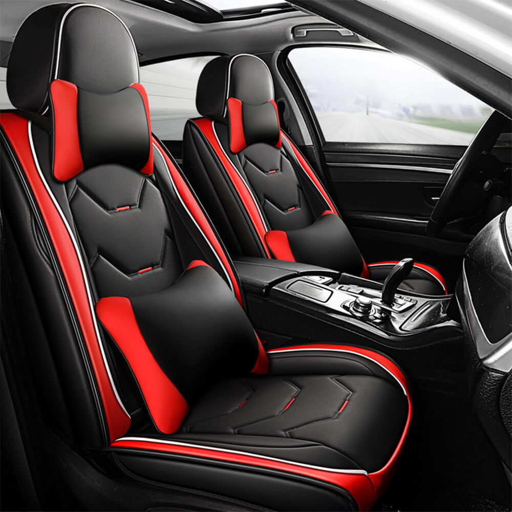 red 2 Seat Universal Car PU Leather Seat Cover