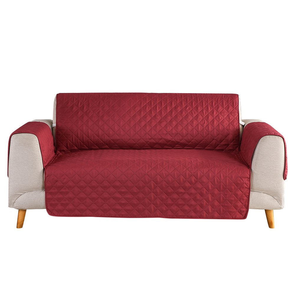 Red Microfiber Quilted Sofa Cover