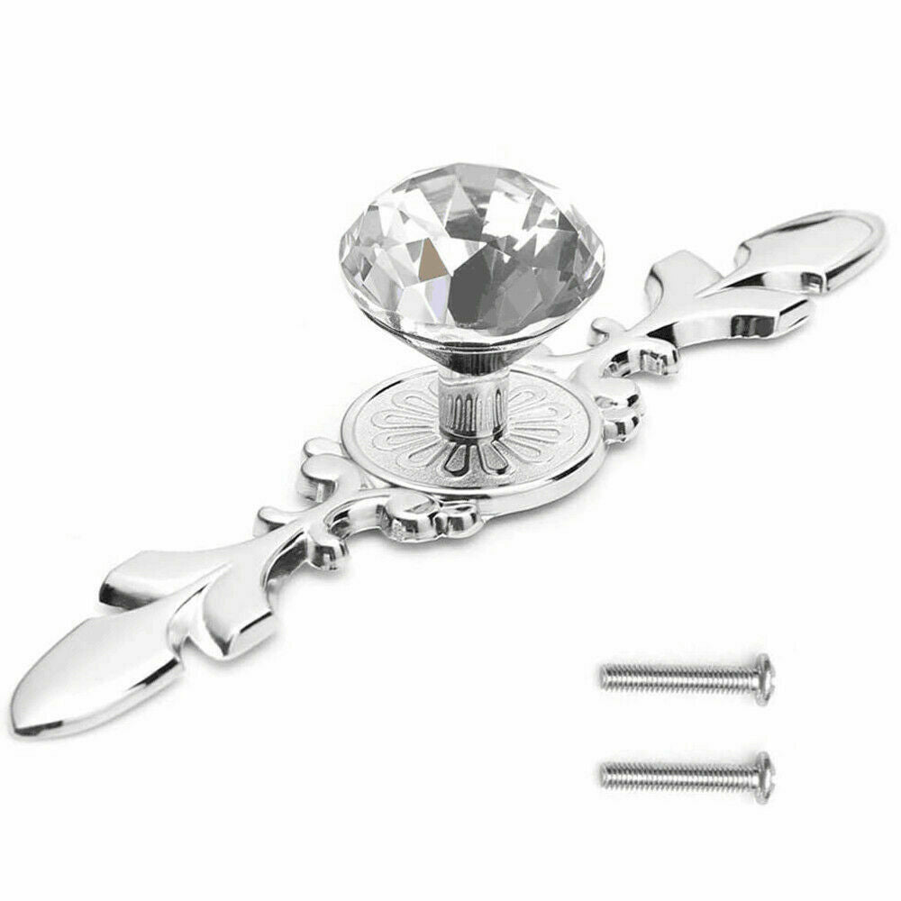Stylish 5x Crystal Diamond Glass Cabinet Drawer Handle Pull Knobs