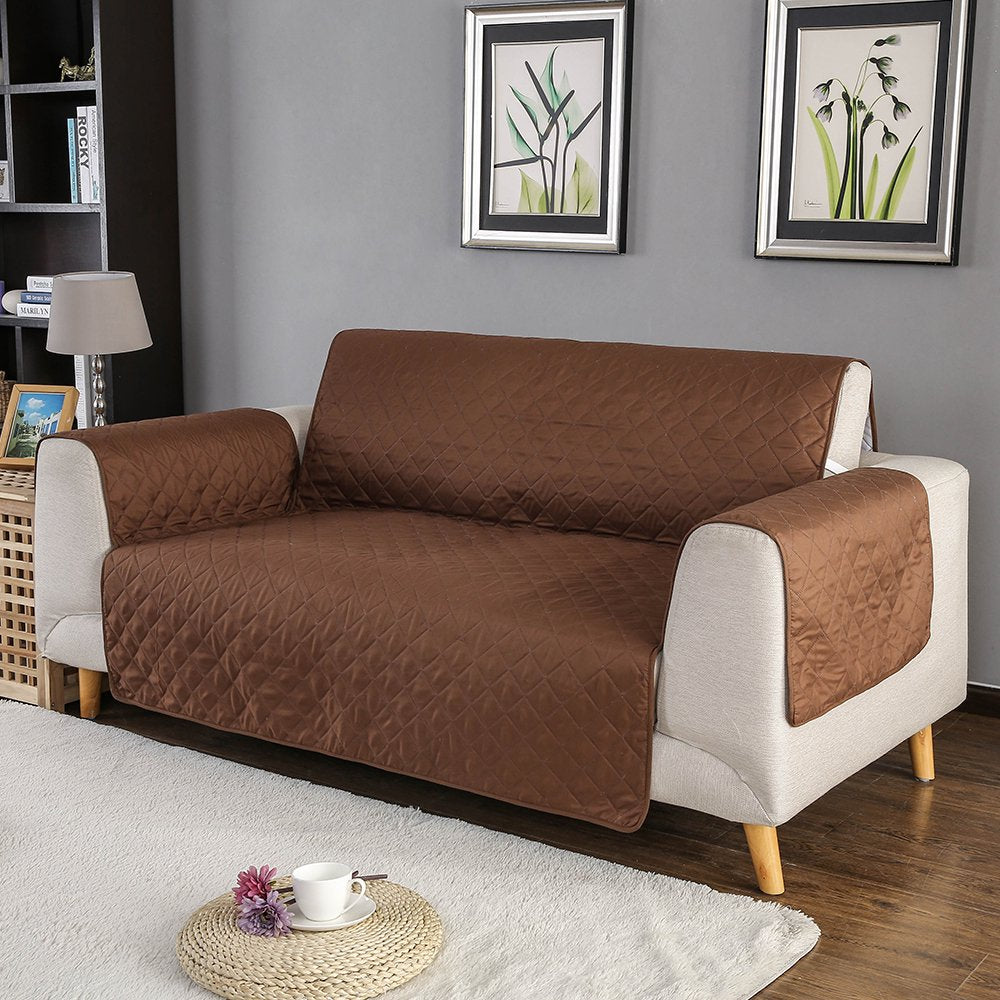 Brown Microfiber Quilted Sofa Cover