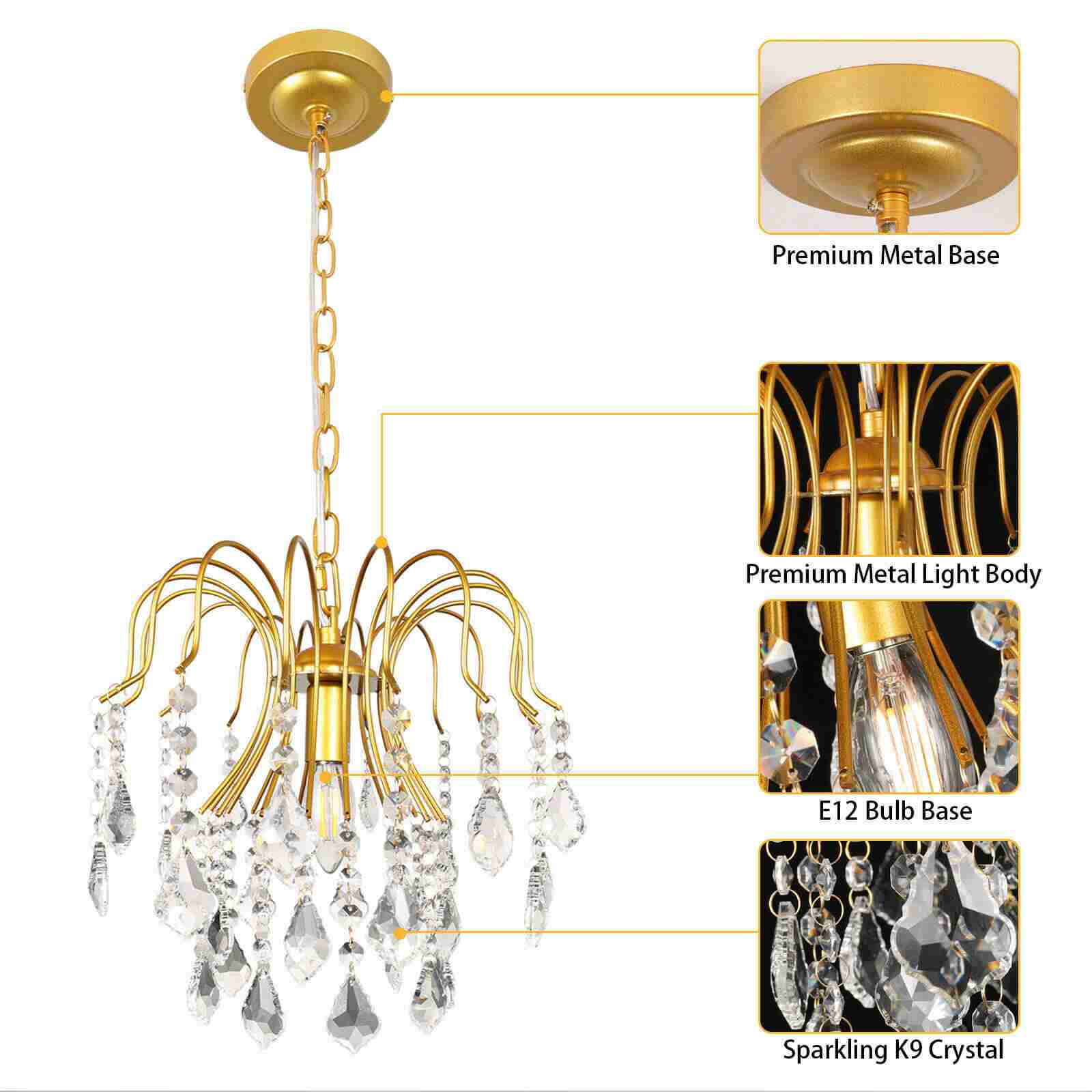 Design of Adjustable 3-Light Crystal Ceiling Light