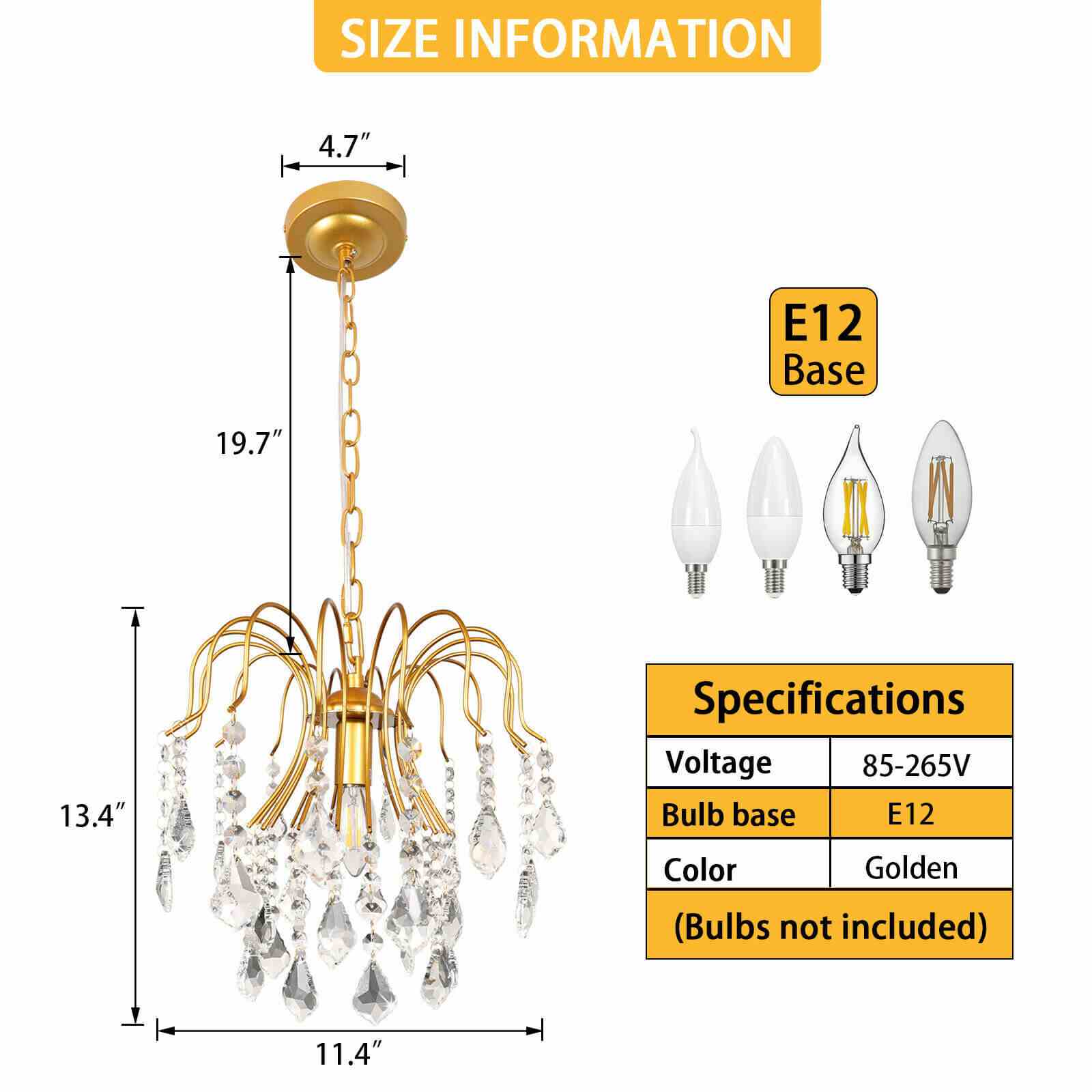 Size of Adjustable 3-Light Crystal Ceiling Light