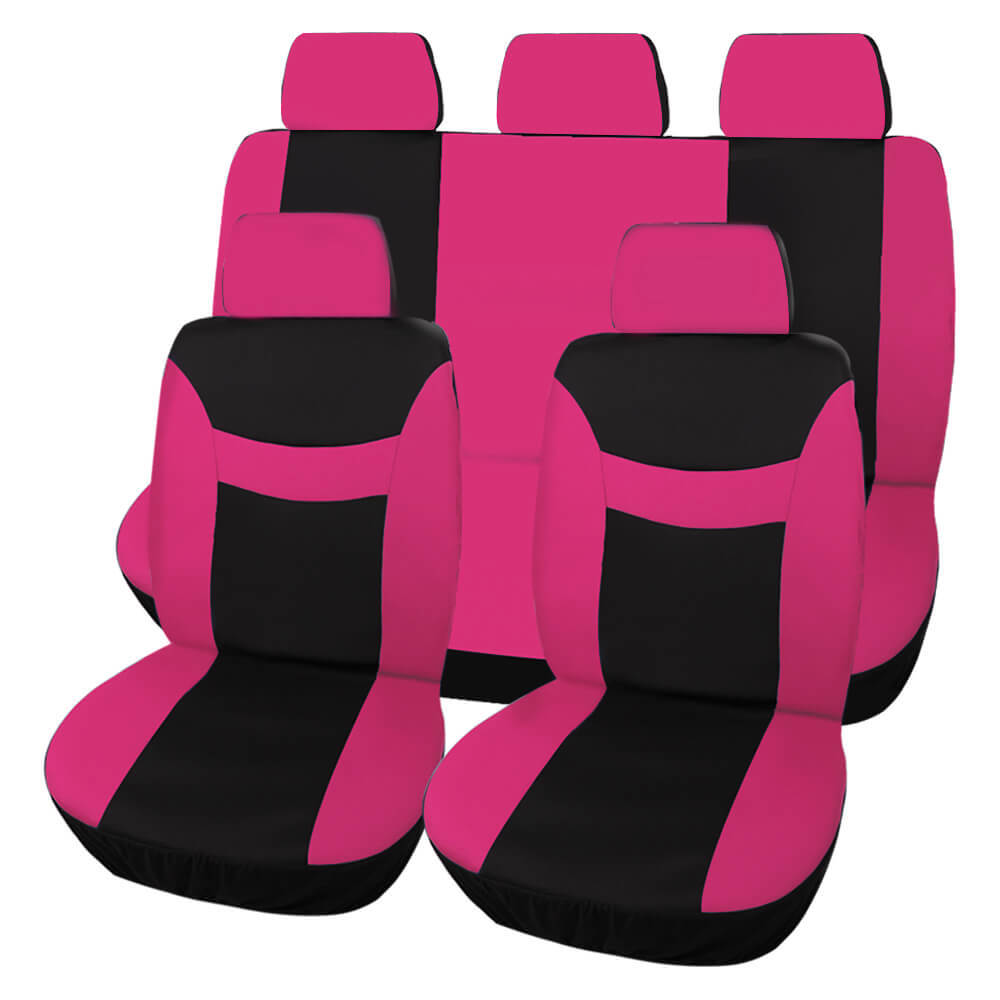 pink Universal Cloth Seat Cover with Steering Wheel Cover