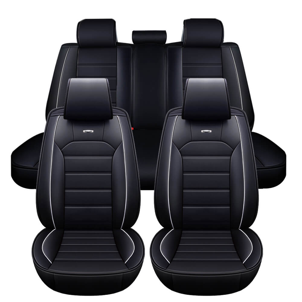 black Car Seat Covers Luxury Leather 5 Seats