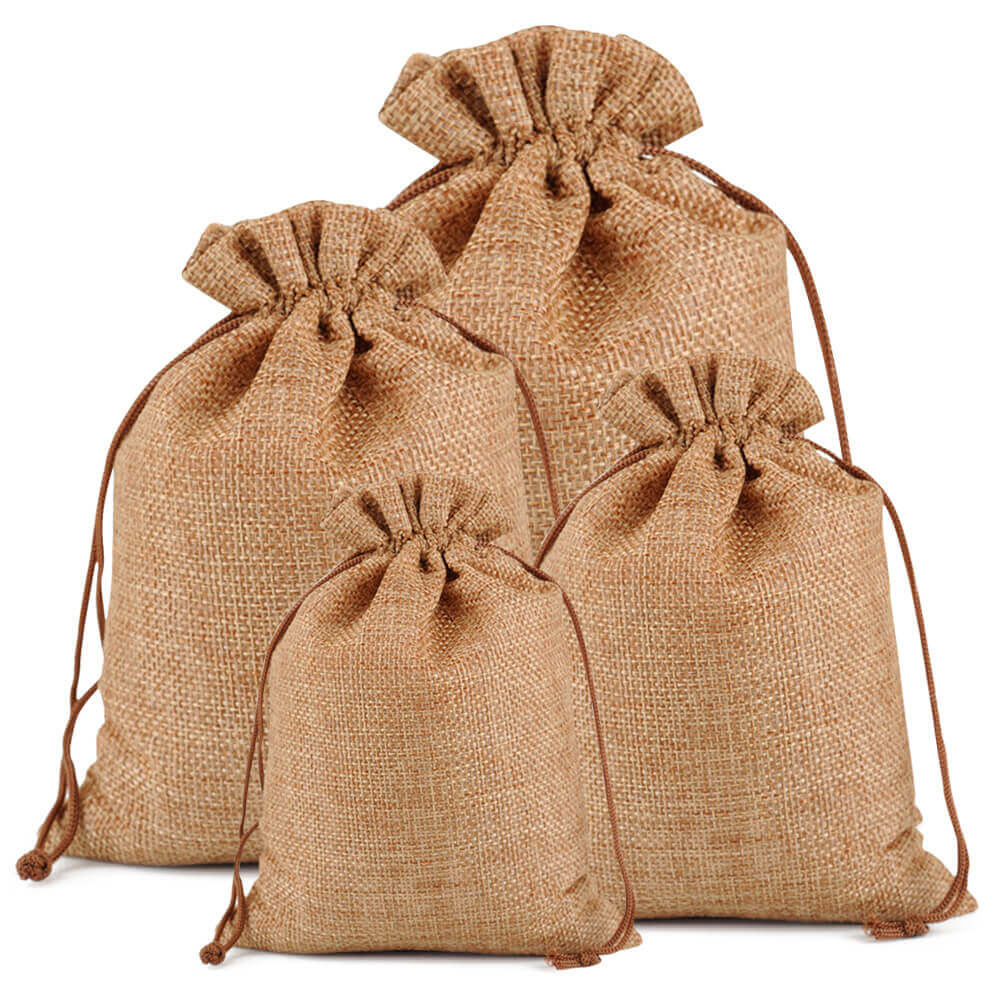 Burlap Linen Gift Bags, 25/50/100 Pcs - BCBMALL