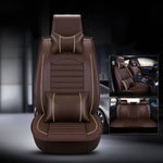 brown 5-Seat Car Leather Seat Covers, 3D Stereo Version