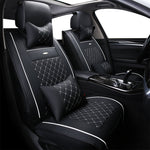 white 5-Seat Car Seat Cover, Luxury Leather Lattice