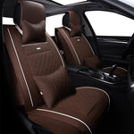 coffee 5-Seat Car Seat Cover, Luxury Leather Lattice