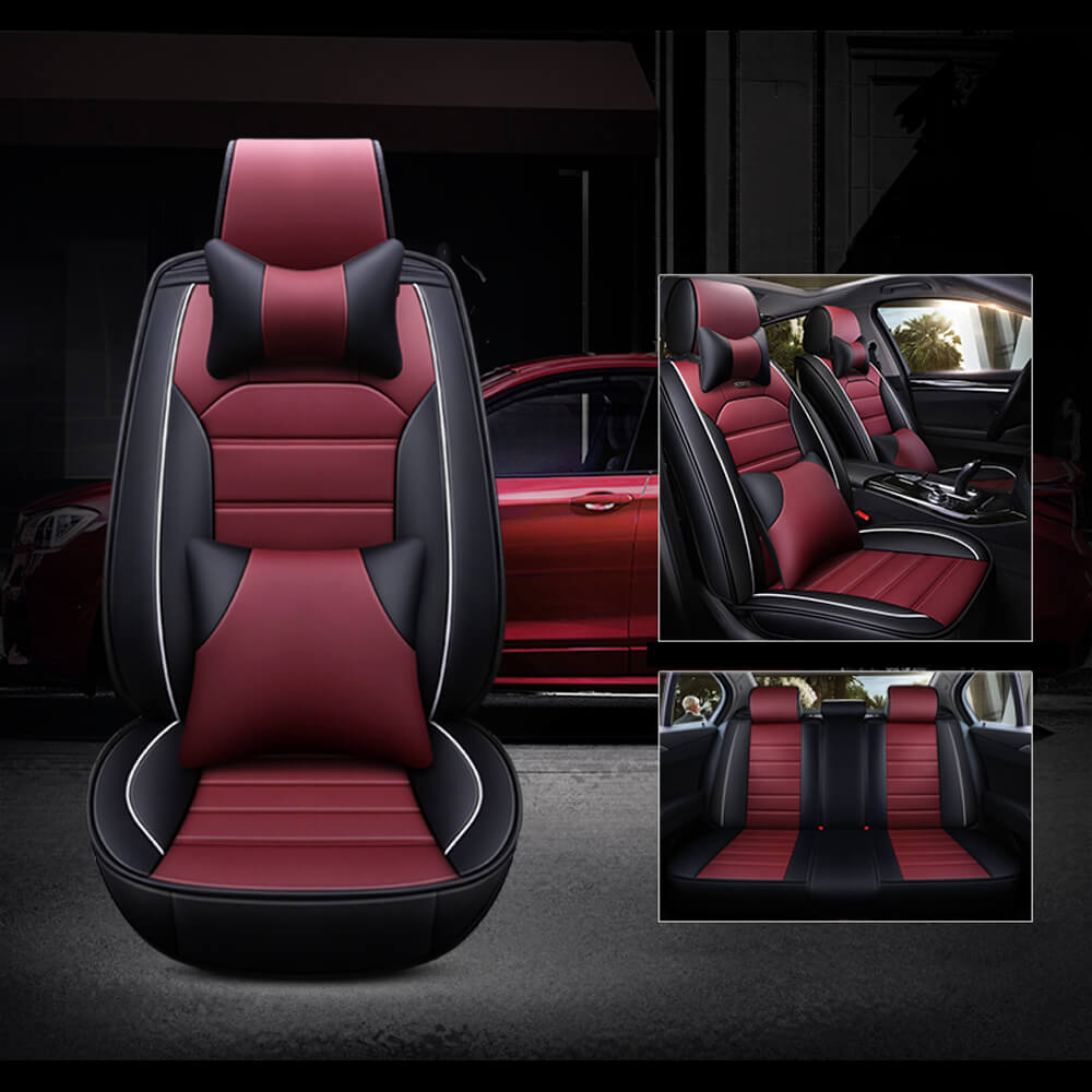red display of Car Seat Covers Luxury Leather 5 Seats