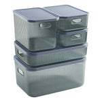 Green Clear Plastic Storage Bin Container w/ Lid, 5Pcs