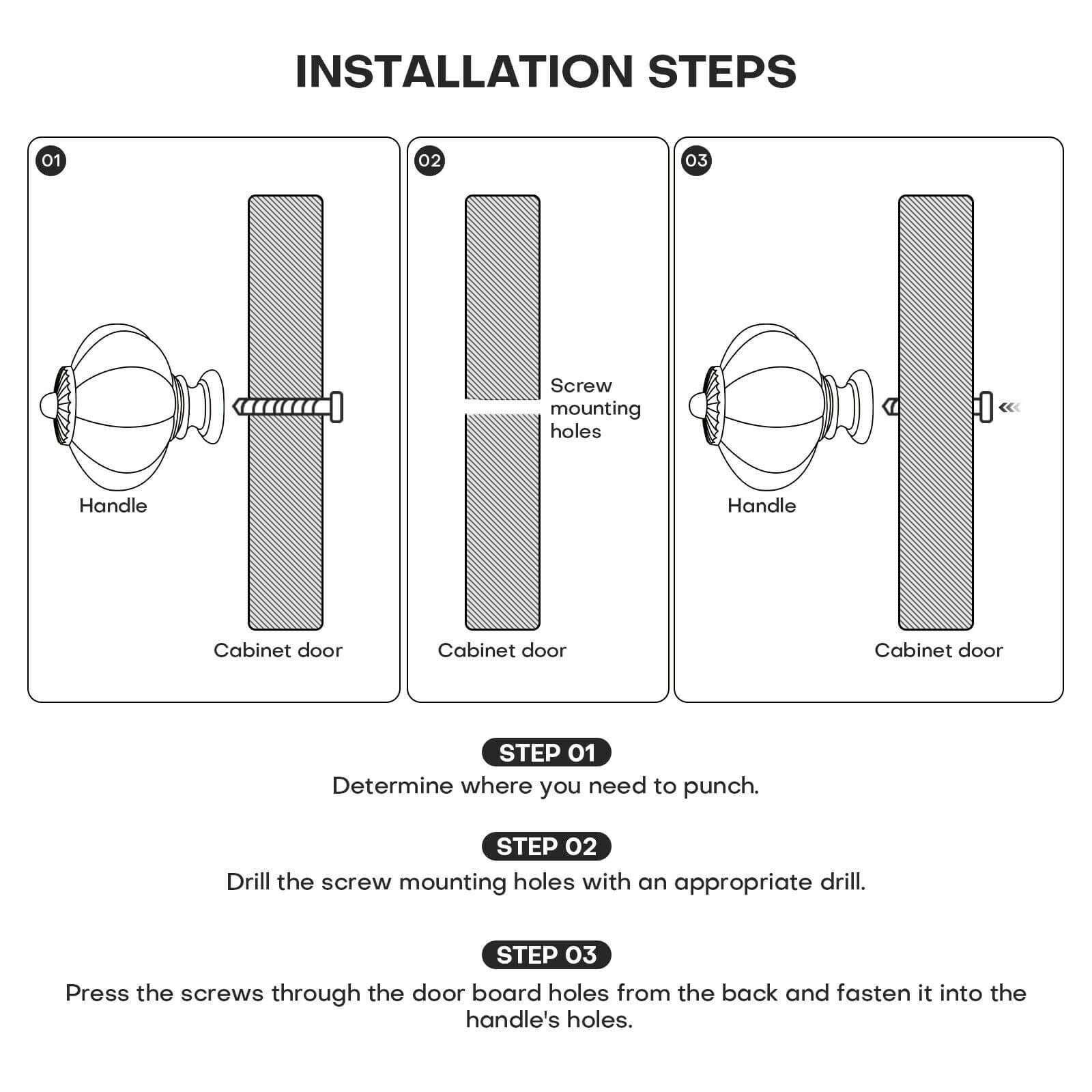install steps of Clear Pumpkin Drawer Knobs, 10pcs