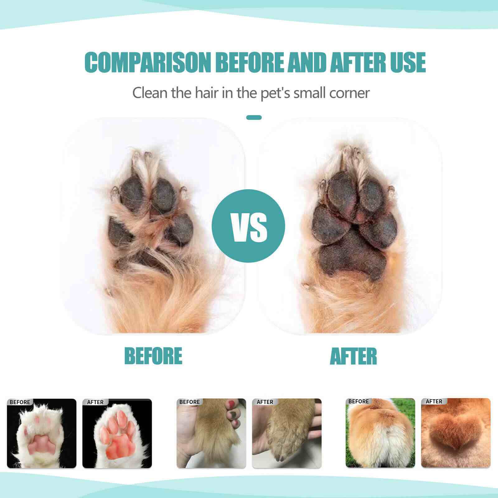 using before and after of Cordless Small Dog Grooming Clipper