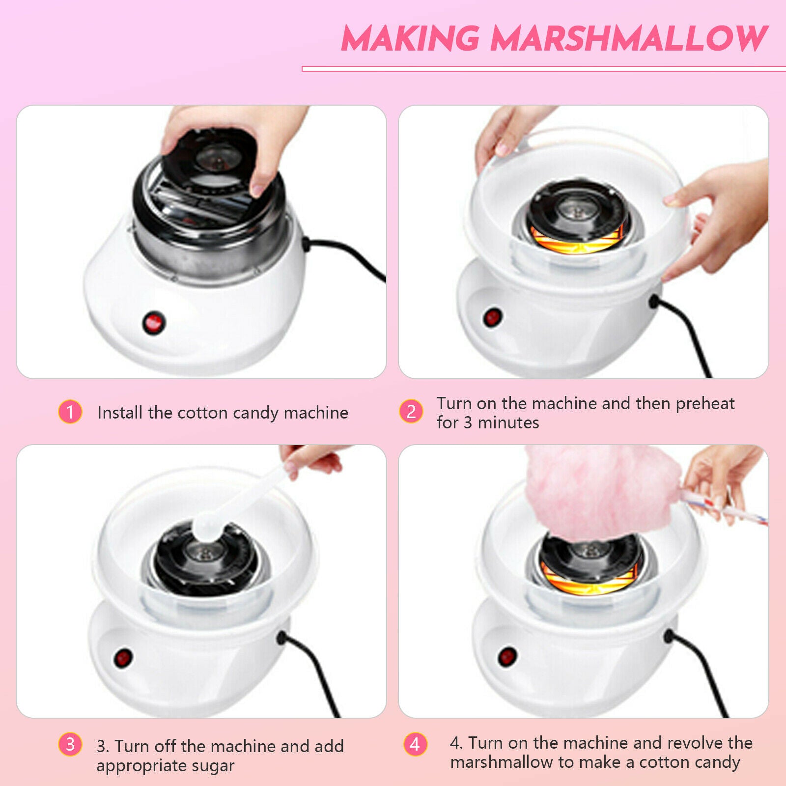 YYBUSHER DIY Tabletop Cotton Candy Machine