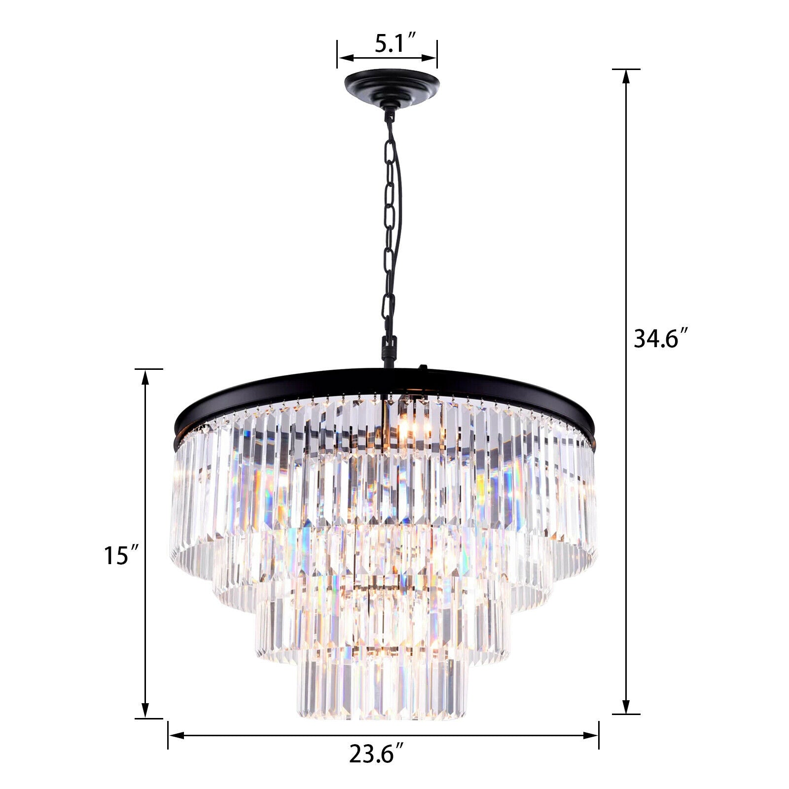 Size of Crystal Ceiling Light Chandelier 4 tier