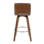 back display of Faux Leather Wood Swivel Bar Stool