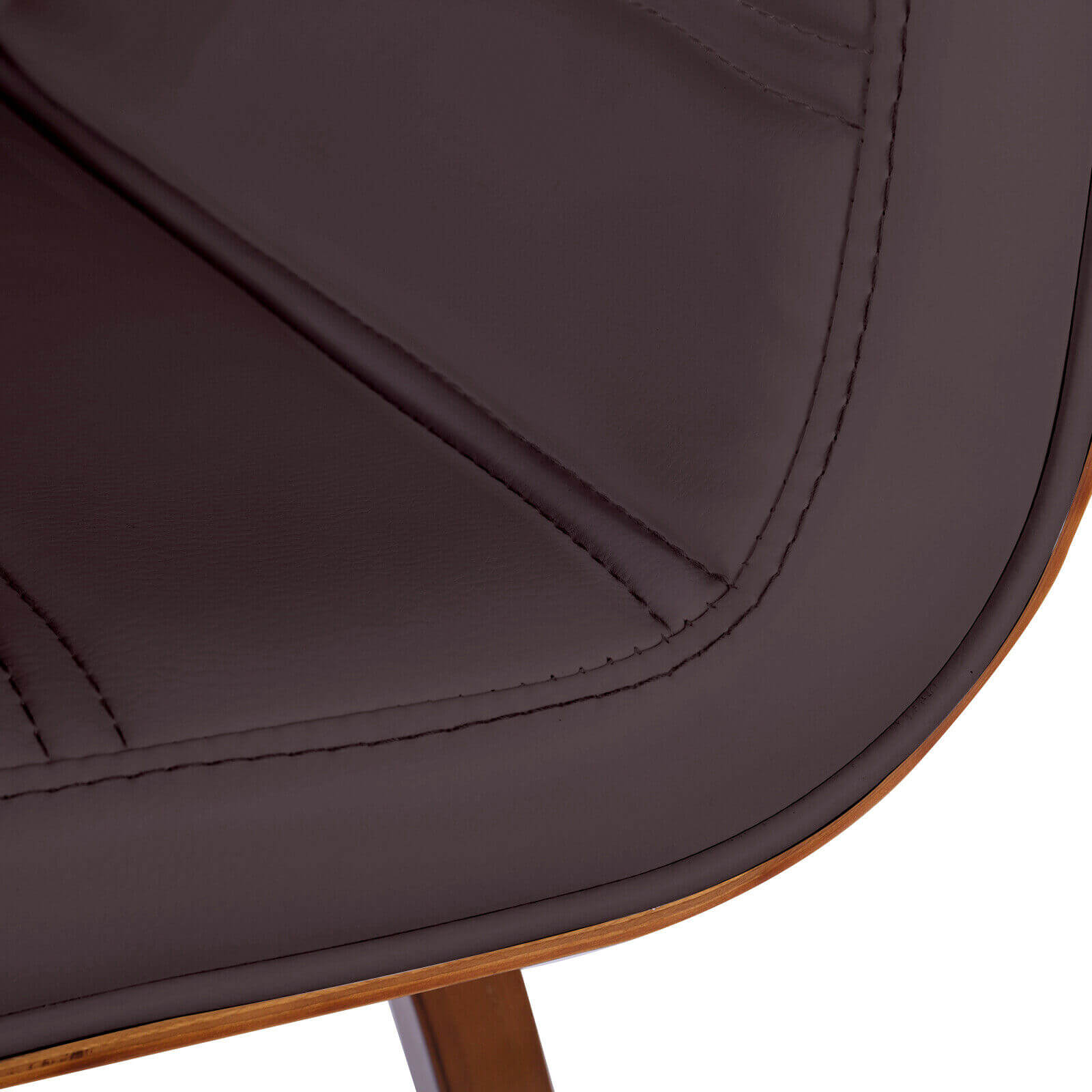 detail of Faux Leather Wood Swivel Bar Stool