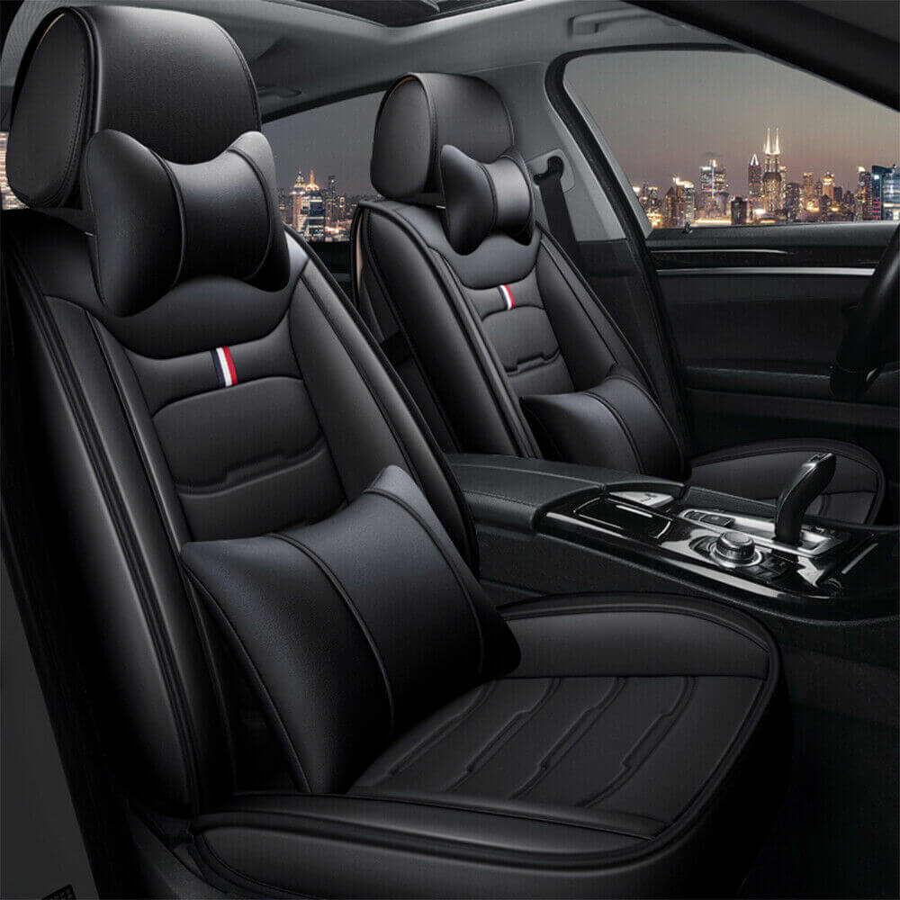 black 2 Front Car PU Leather Seat Covers