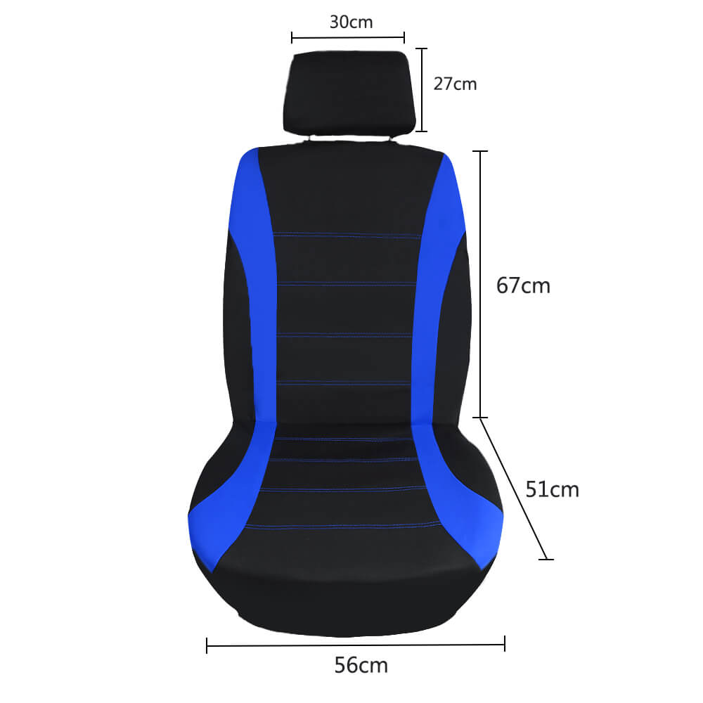 size of Fabric Car Seat Covers w/ Headrest Covers