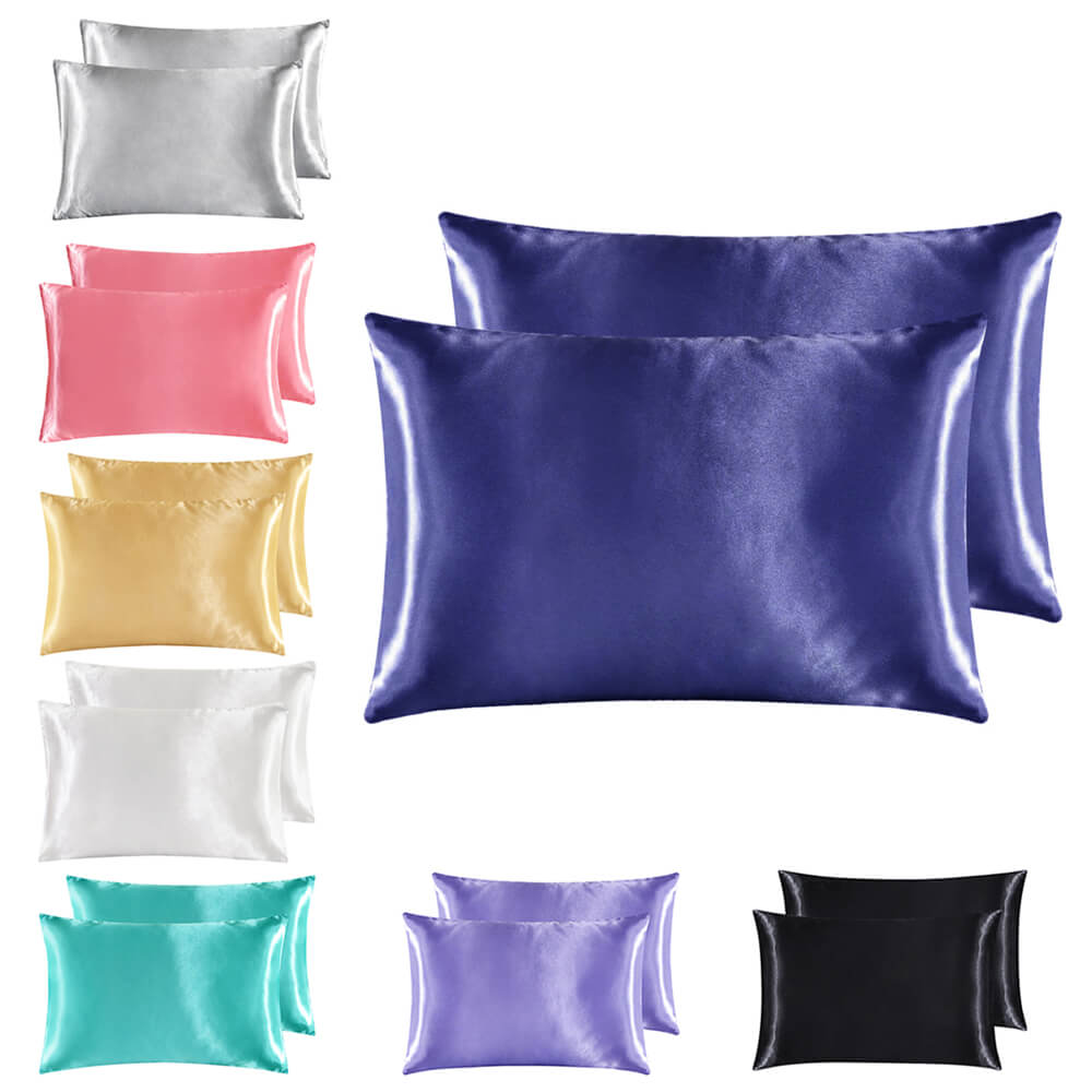 Imitated Satin Silk Pillowcase, 2Pcs - BCBMALL