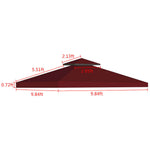 1/2Tier 10' Gazebo Top Tent Cover Sunshade Canopy Replacement