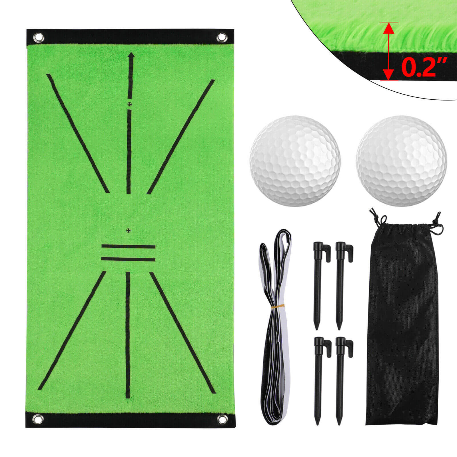 Golf Chipping Mat + 2 Standard Golfs