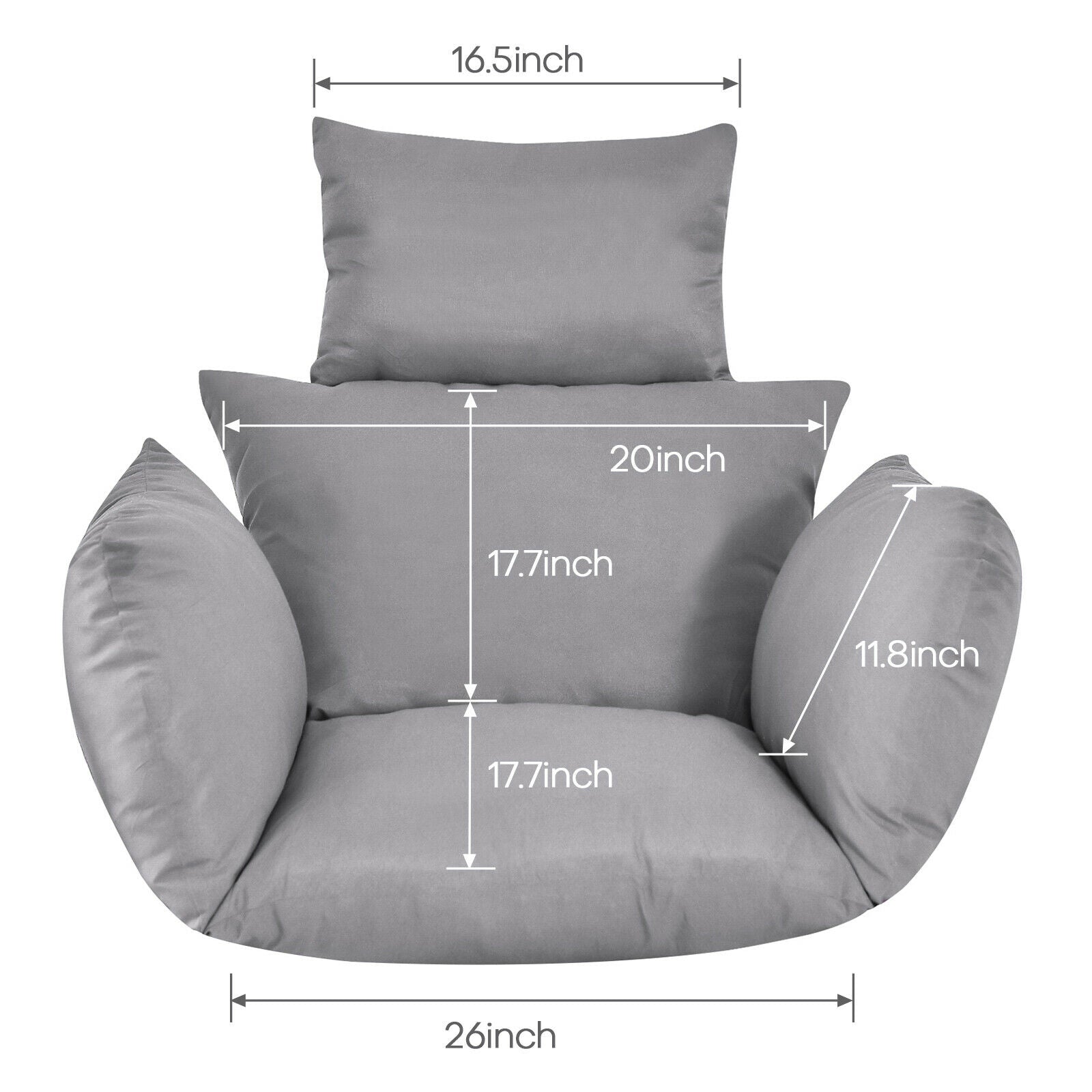 size of Hanging Hammock Chair Seat Cushion gray