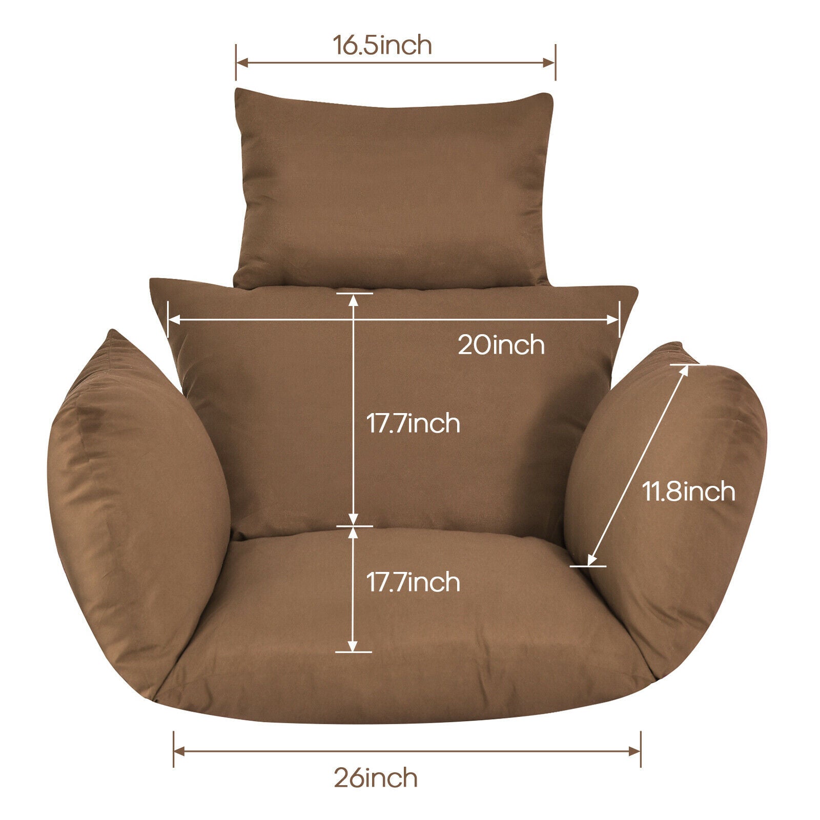 size of Hanging Hammock Chair Seat Cushion brown