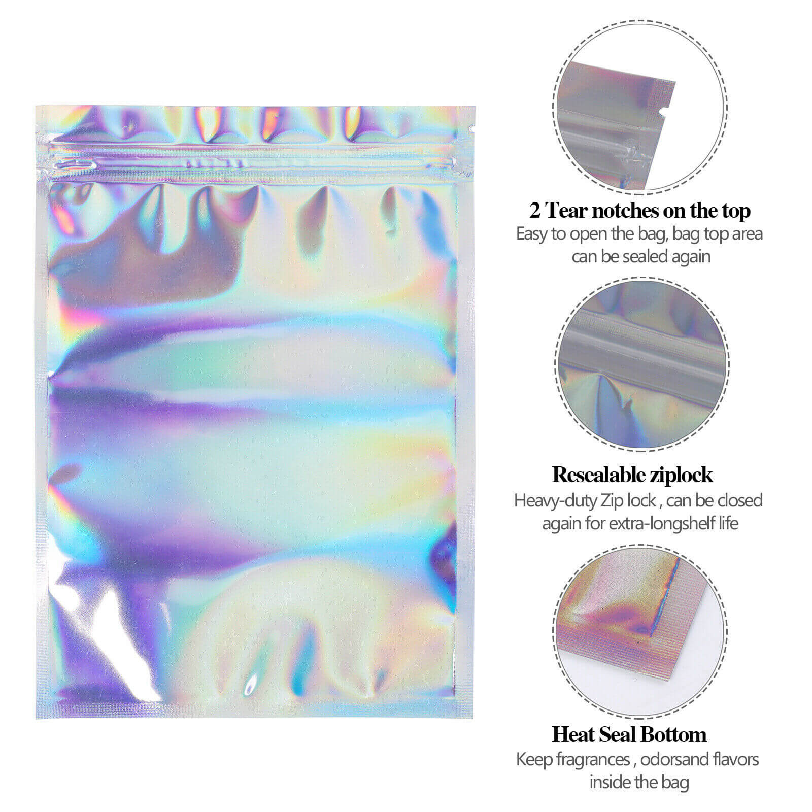 Holographic Mylar Ziplock Foil Bag - BCBMALL