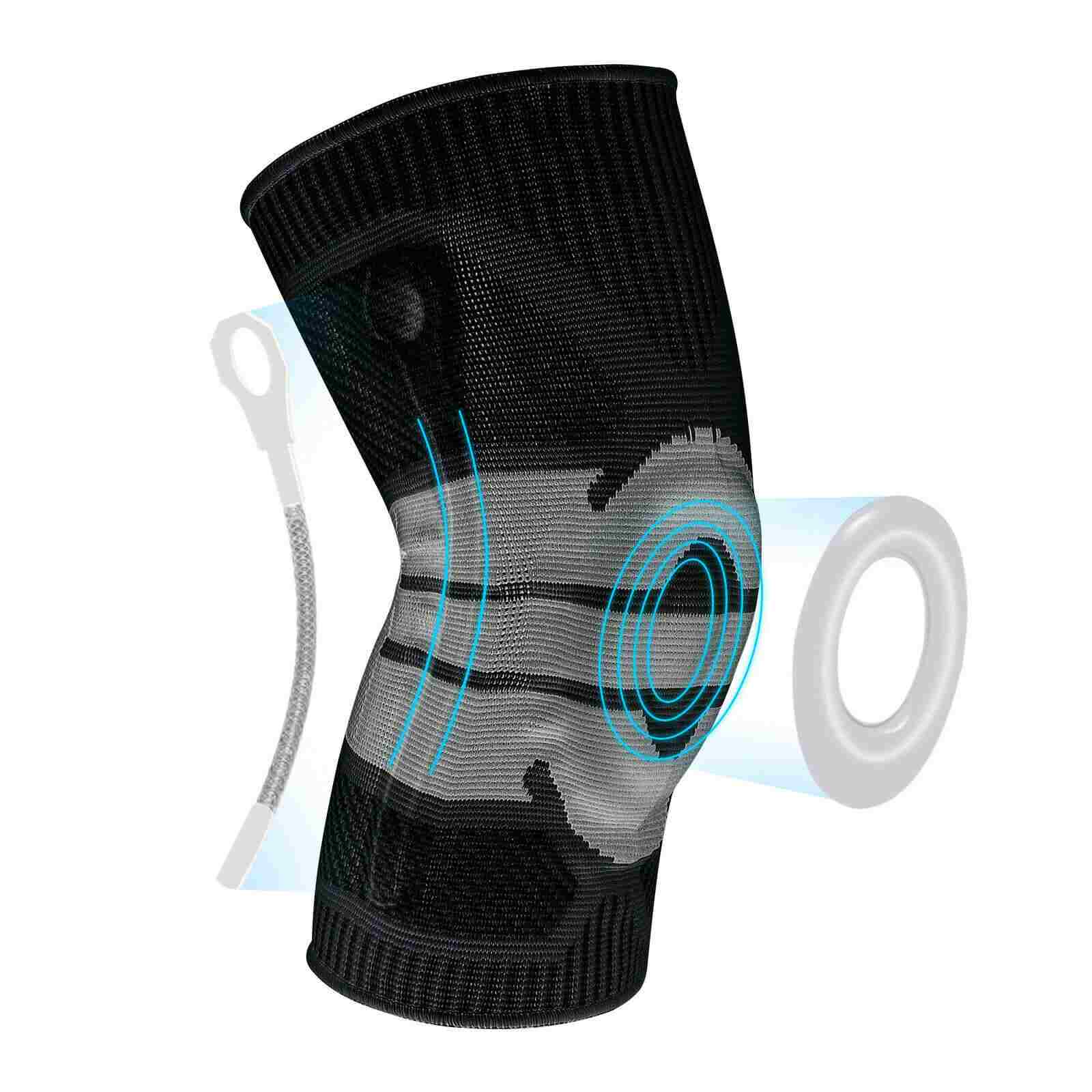 Design of Knee Brace w/ Patella Gel Pads Side Stabilizers, 2 Pcs