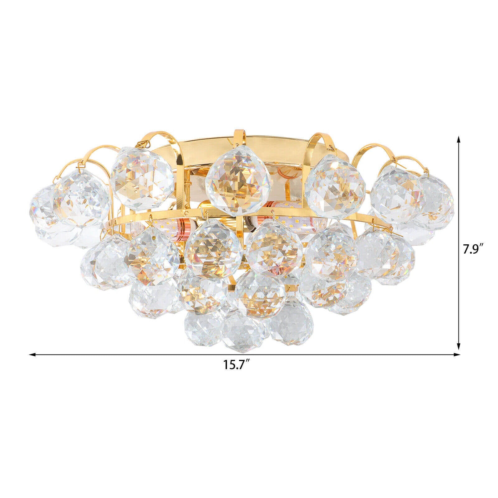 LED Crystal Ceiling Light gold size