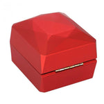 red LED Lighted Ring Jewelry Velvet Box 