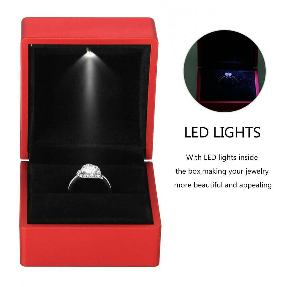 feature of LED Lighted Ring Jewelry Velvet Box