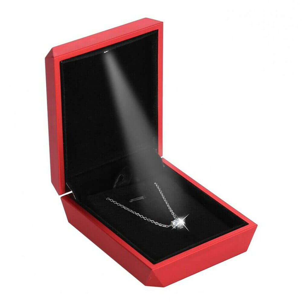 red size of LED Lighted Ring Jewelry Velvet Box Case