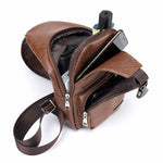 Detail of Leather Crossbody Sling Chest Bag w/ USB Charge Port